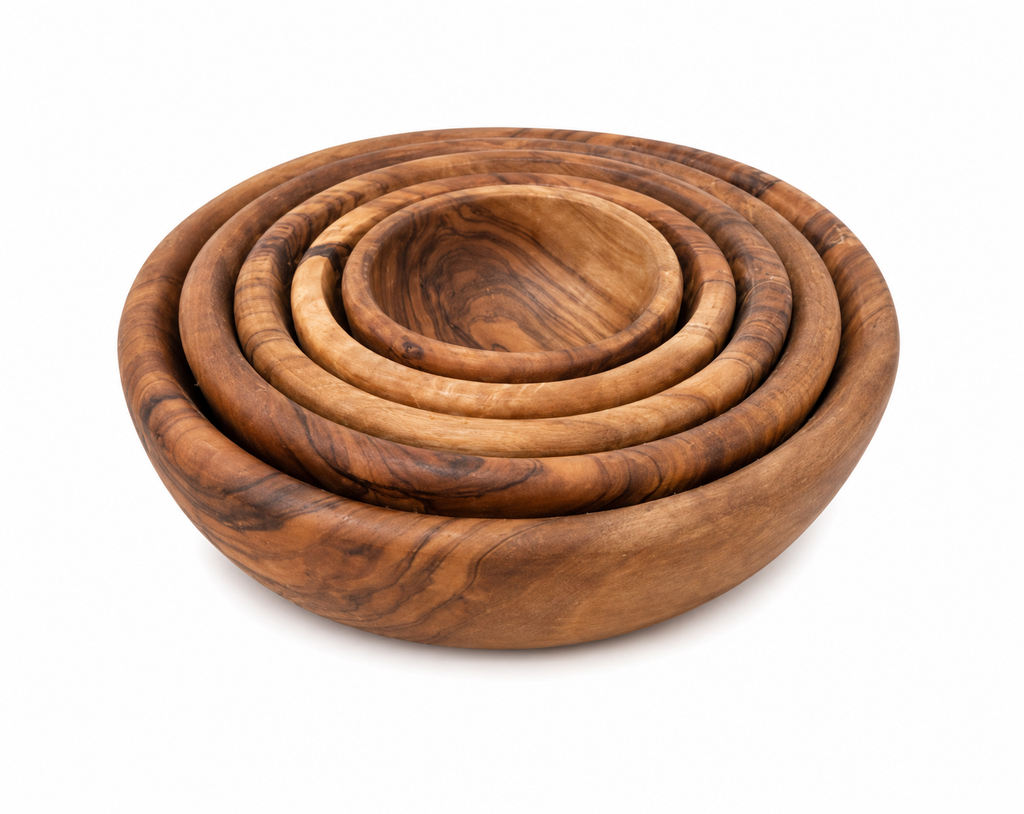 Handcrafted Olive Wood Nesting Bowls