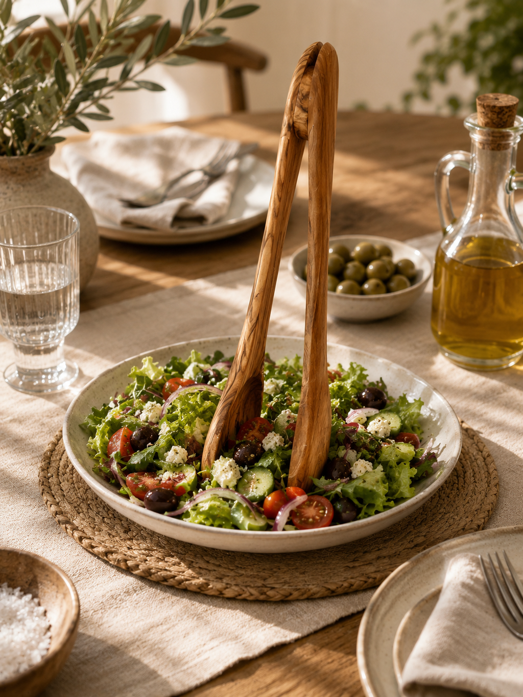 Handcrafted Olive Wood Serving Tongs