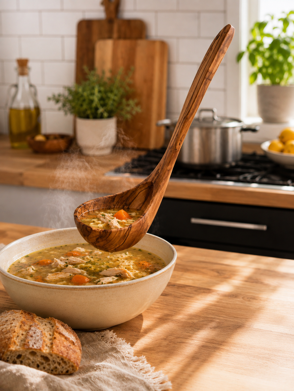 Handcrafted Olive Wood Serving Ladle