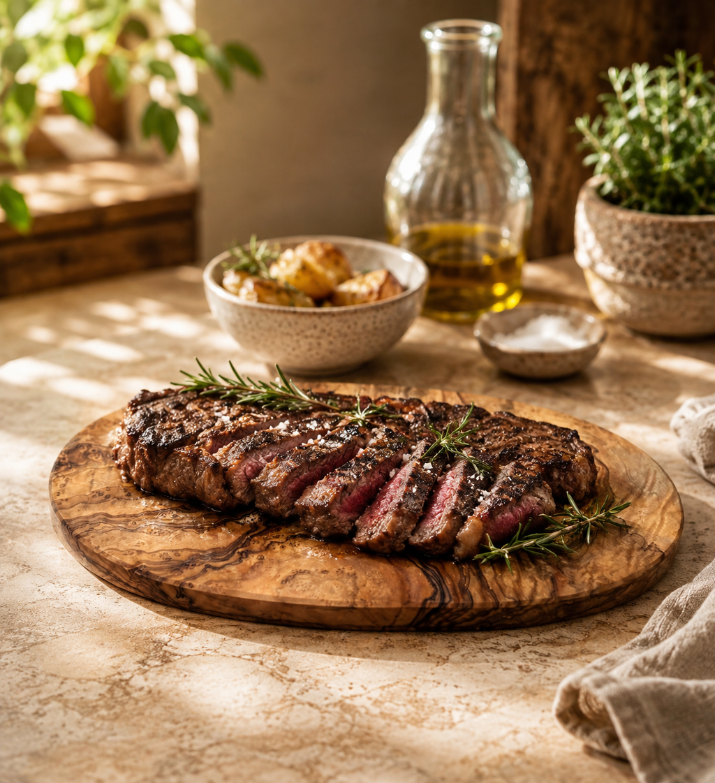 Handcrafted Olive Wood Serving Board – Natural Grain Cutting Board