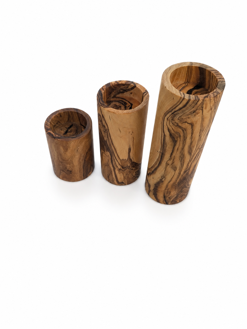 Olive Wood Candle Holder Set